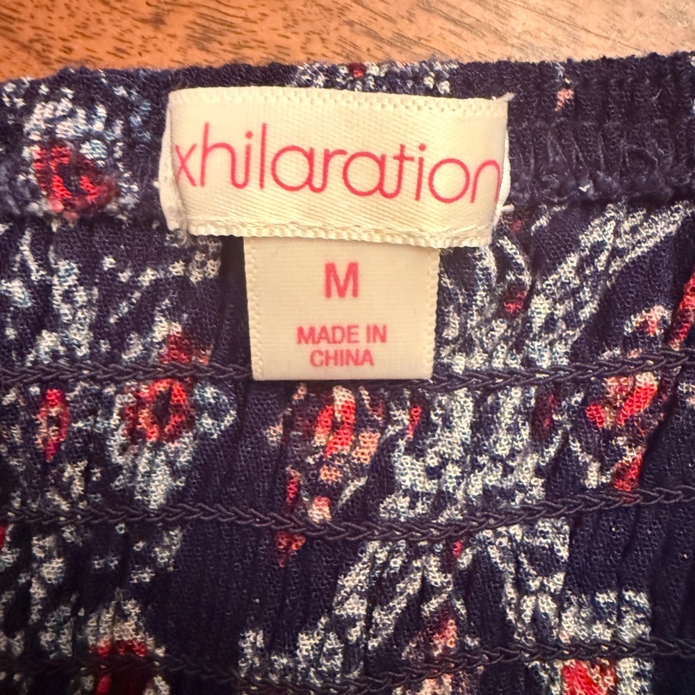 Xhilaration Navy Boho Wide Leg Jumpsuit Medium Floral Print - Picture 8 of 10